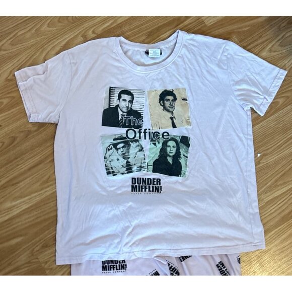 The Office Dunder Mifflin Pajama Set Womens XL Pink White * READ - Picture 3 of 9